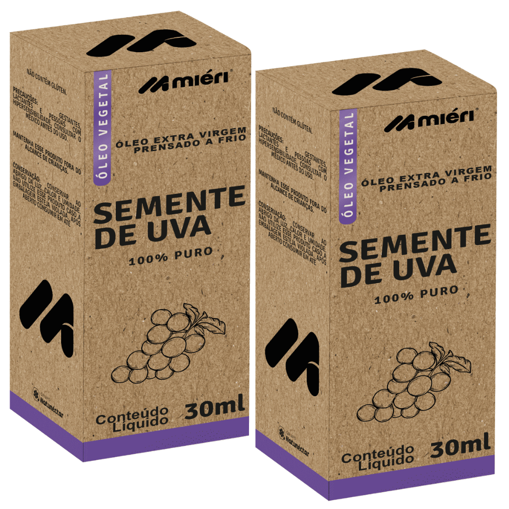 KIT 2 Óleo Vegetal de Semente de Uva 100% Puro - 30ml - Miéri