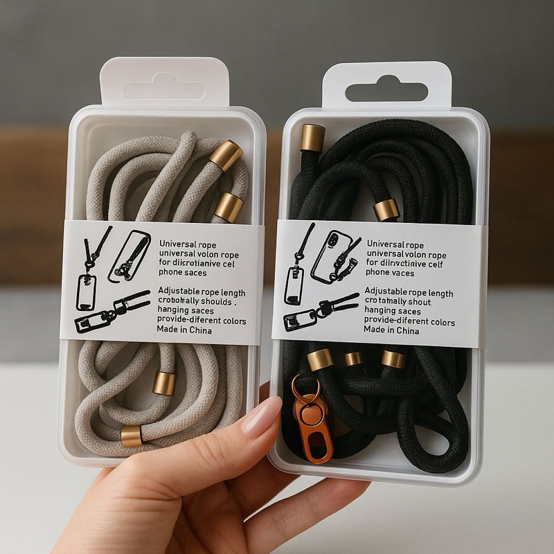 Cordão 2em1 kit cordão de pescoço com cordão de mão tecido com dourado aço cores neutras universal em Oferta na Shopee