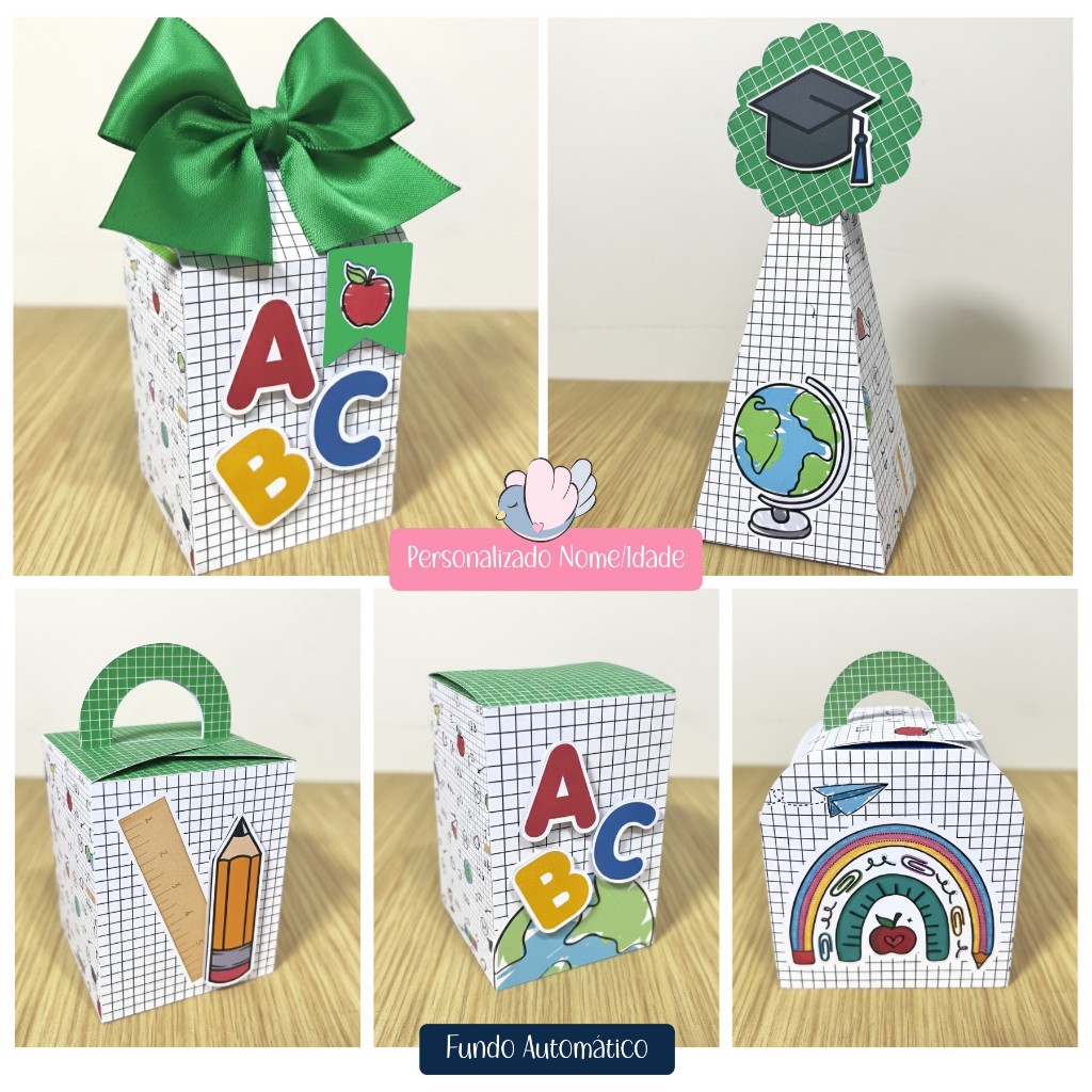 Caixinhas Formatura ABC Verde - Lembrancinhas para Decoração e Lembrancinha - Festa Infantil - Personalizados