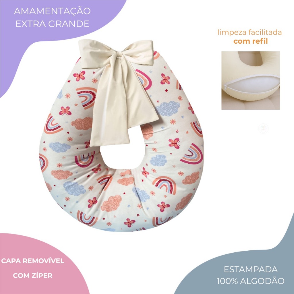 Almofada de Amamentação Extra Grande Estampadas 100% Algodão