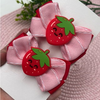 Parzinho de laços Morango Laço Infantil Moranguinho Laço Morango do Amor Laço de Cabelo Morango em Oferta na Shopee