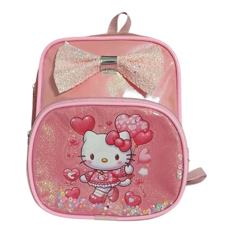 Mini Mochila Infantil Hellô Kitty Rosa com Laço Brilho Foil e Detalhes Cute  ideal escola ou Passeio