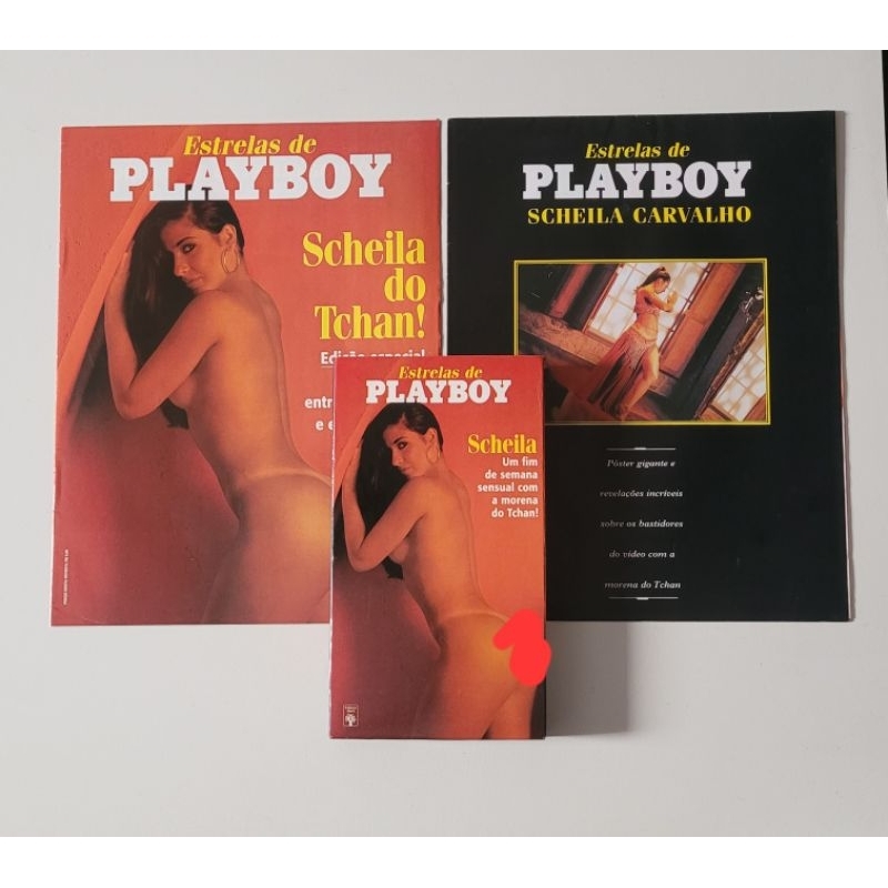 VHS Revista e Pôster Estrelas de Playboy - Scheila Carvalho - Editora Abril