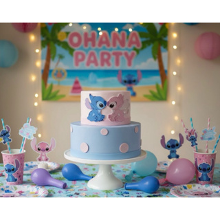 bolo fake stich e angel em Oferta na Shopee