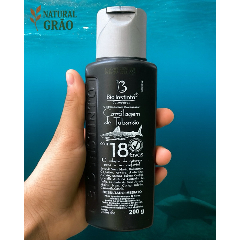 Gel Desodorante Massageador Cartilagem de Tubarão Bio Instinto 18 Ervas – 200g