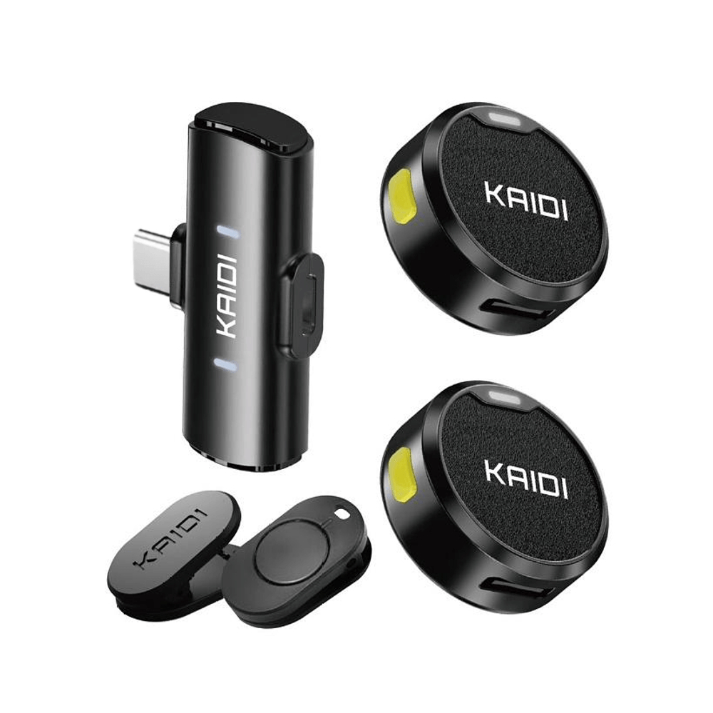Microfone Lapela Redondo Imã Sem Fio Preto Duplo Anti Ruído Tipo C Usb C