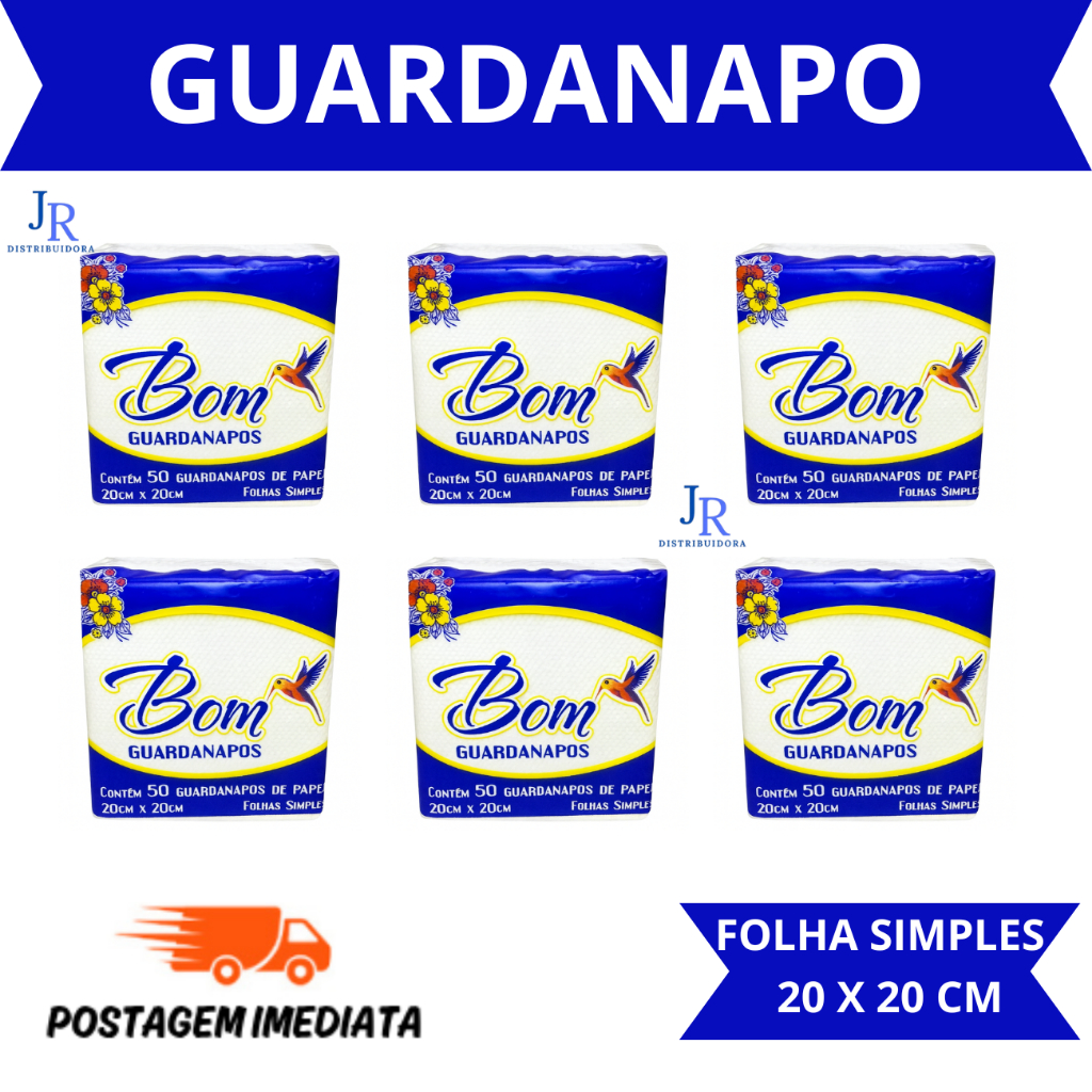 Guardanapo Papel Descartável - 50 Unidades 20x20cm Branco - Folha Simples
