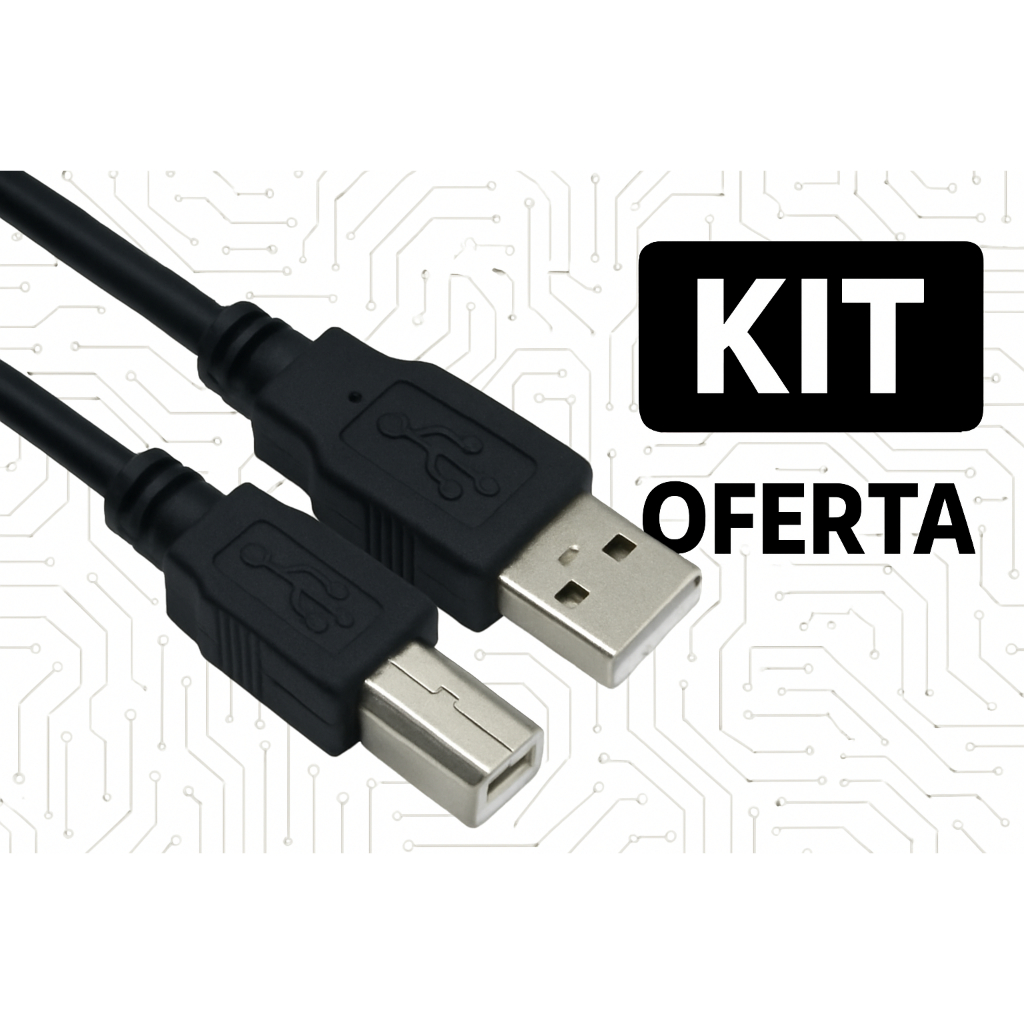 kit dois cabos usb impressora scanner universal hp canon epson multifuncional 1.5 metros