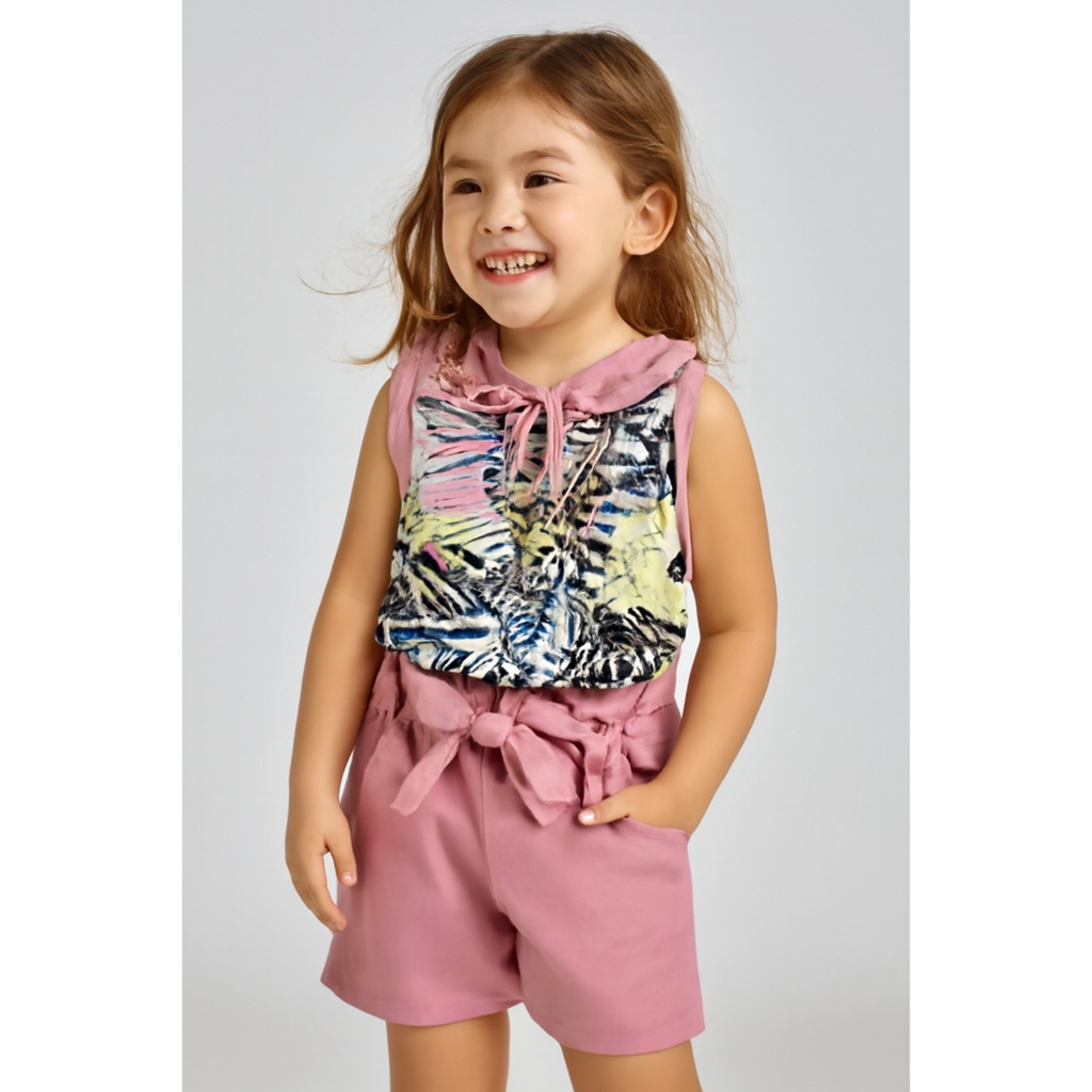 Conjunto de roupa infantil para menina- Conjunto Infantil Feminino Verão 2025 - Blusinha E Shorts