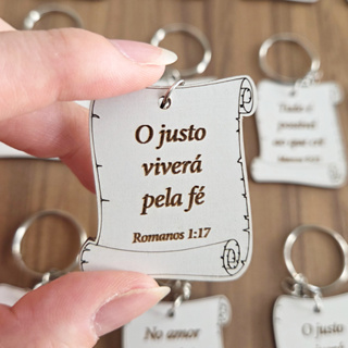 Kit Chaveiros Versículos Bíblicos Modelo Pergaminho em MDF Branco Ótimo para lembrancinha Cristã em Oferta na Shopee
