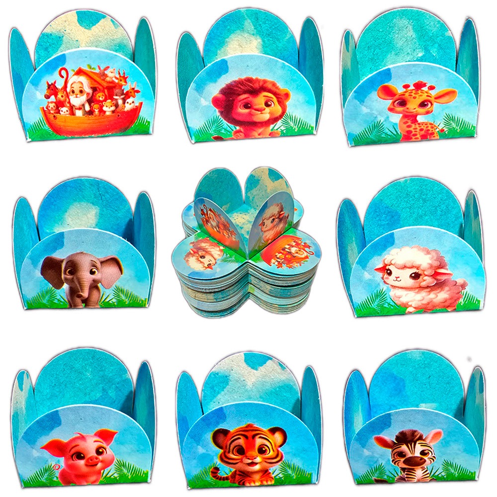 50~400 Forminhas 4 Pétalas Arca De Noe Bichos Doces Festas Safari Brigadeiros em Oferta na Shopee