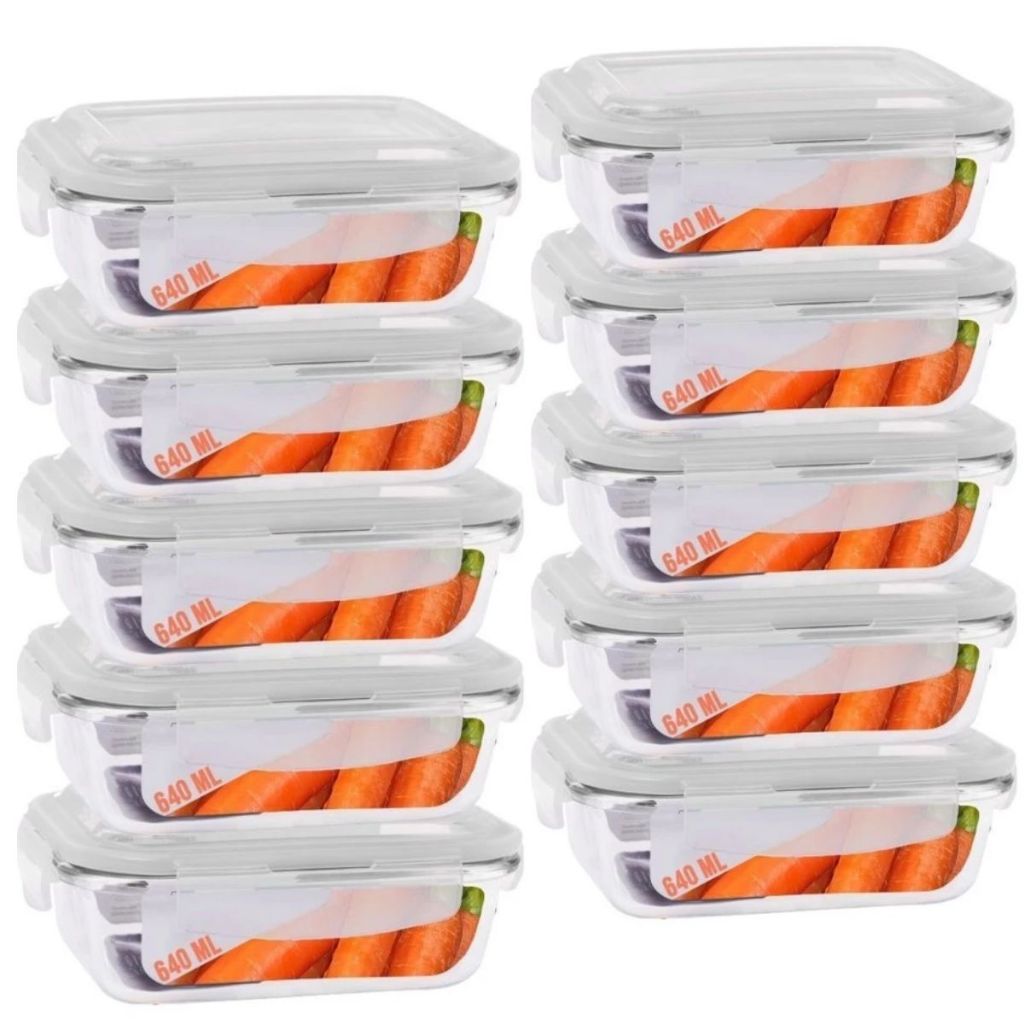 Pote Hermético 370/525/640 ML Vidro Retangular C/ Válvula Ar Marmita Fit em Oferta na Shopee