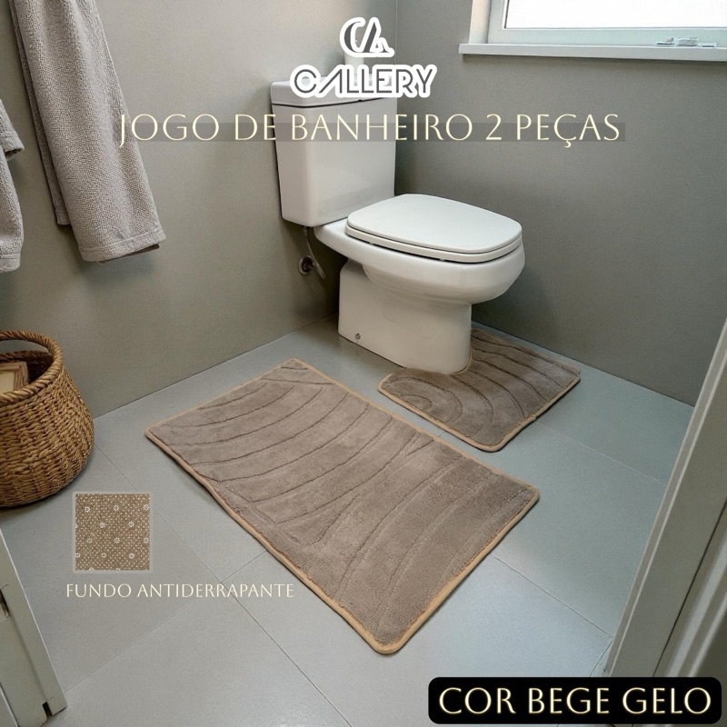 Jogo de Tapetes Geométrico para Banheiro 2 Peças – Ultra Macio, Antiderrapante e Confortável