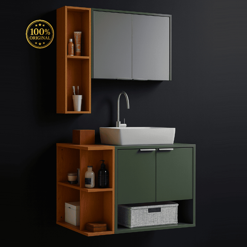 Kit Gabinete Para Banheiro Completo C/Espelheira e Portas - Gabinete P/ Banheiro Ibiza