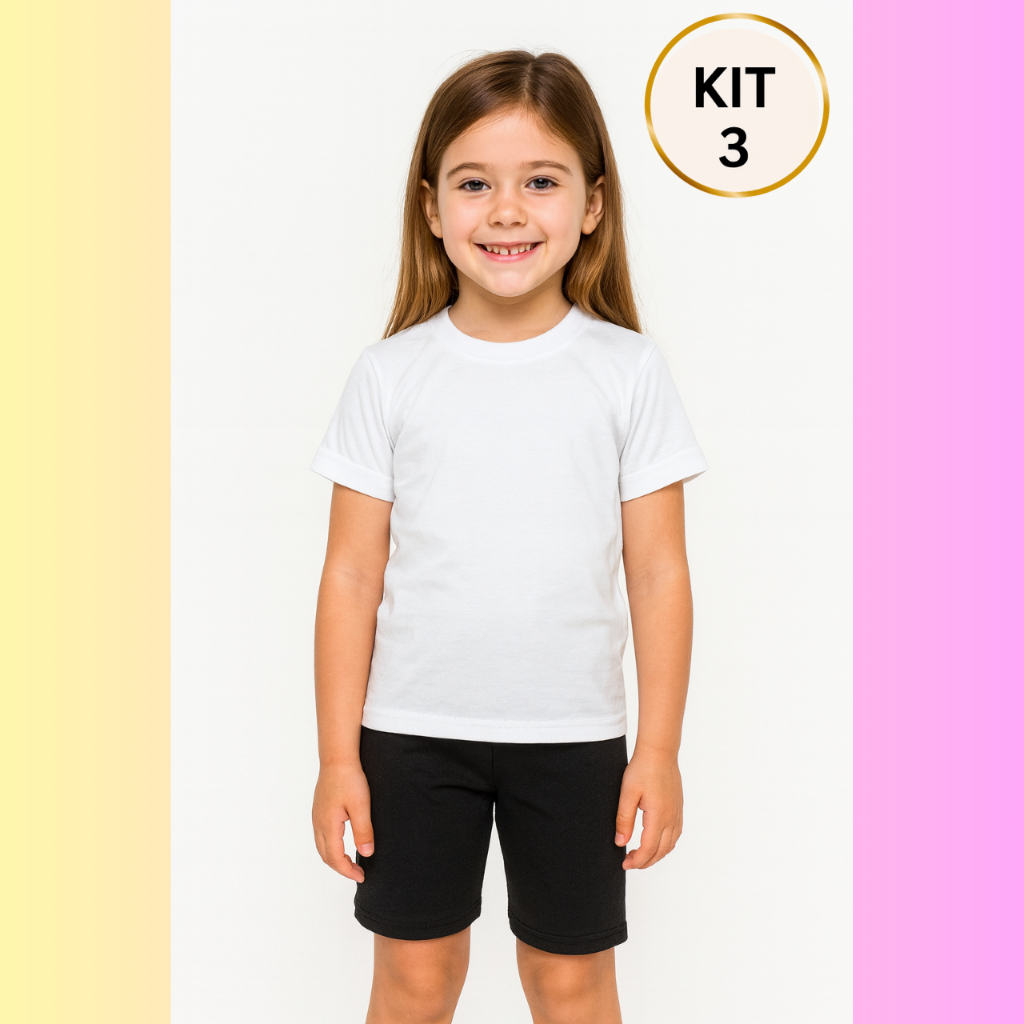 KIT C/ 3 BERMUDA CICLISTA SUPLEX ESCOLAR INFANTIL JUVENIL DO 4 AO 16 em Oferta na Shopee