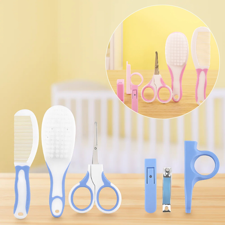 Kit 6 Peças Higiene Cuidado Bebê Recém Nascido Essencial Cuidados Com O Bebê Recém Tesoura Escova