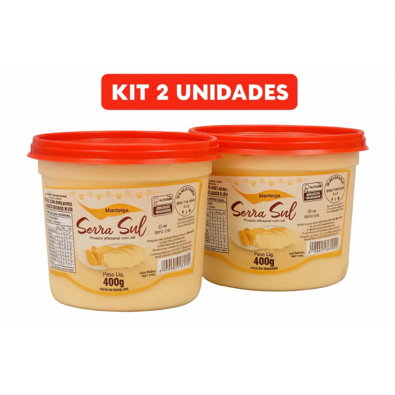 Kit 2 Manteiga Serra Sul com Sal 400g Cada | Estilo Mineiro | Cremosa em Oferta na Shopee