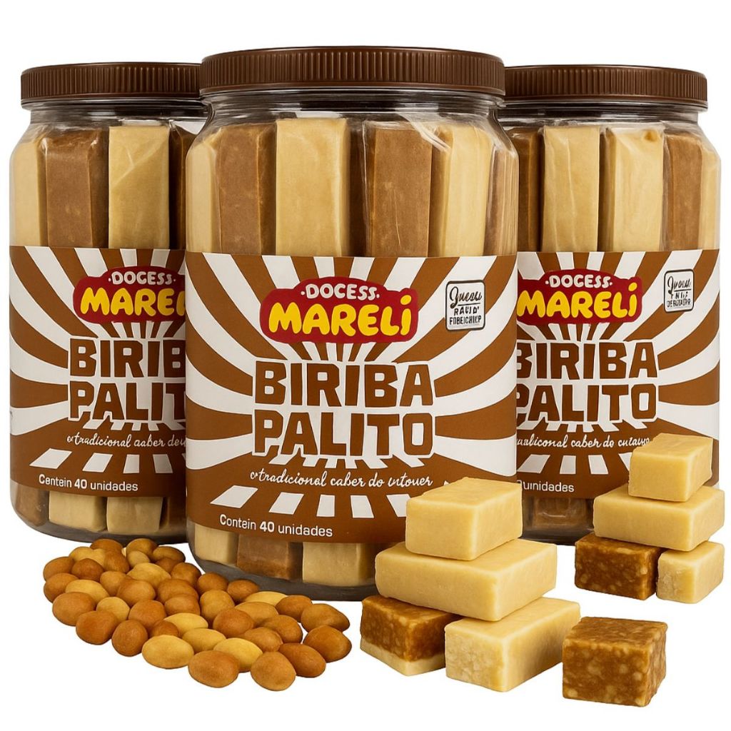 Kit 3 Potes Doce Biriba Pacoca Caseira Amendoim Leite Condensado Festas Eventos Doces Mareli 40un