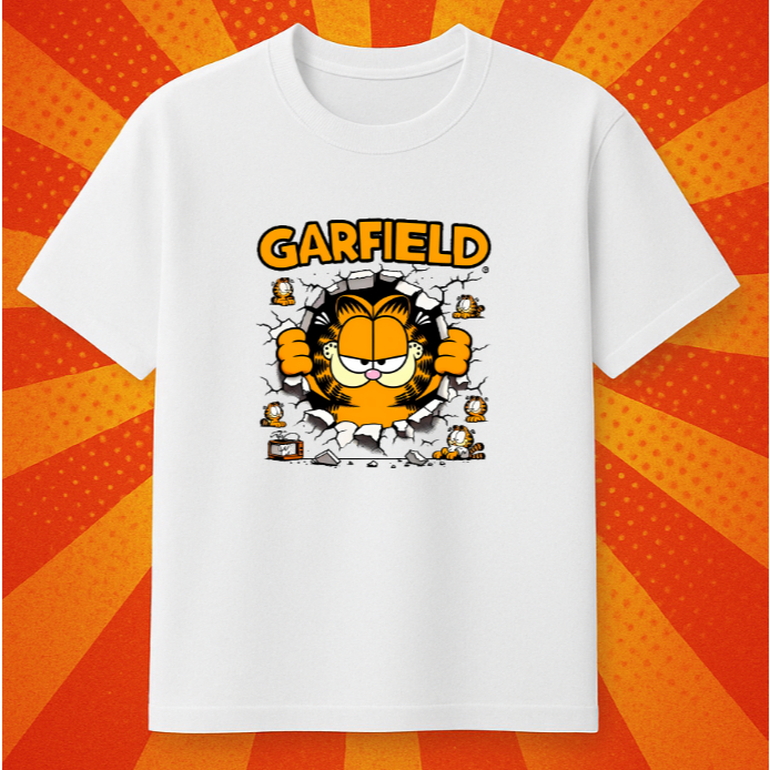 Camiseta Algodão Unissex Estampada - Personagem Desenho Garfield Gato 100% Algodão
