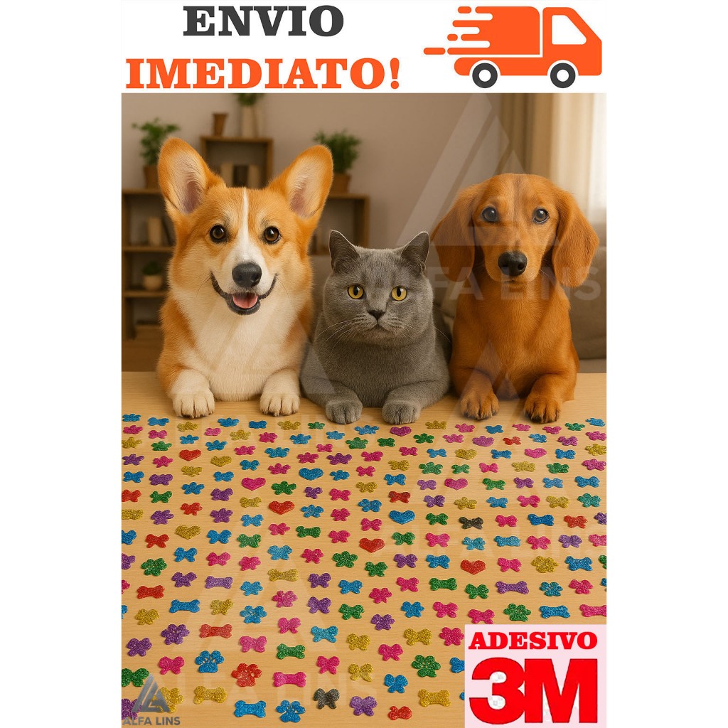 Adesivos para Pets - 1,5 cm e 2,0 cm-Alta Fixação - Banho Tosa - Acessórios Pet Macho Fêmea-Petshop