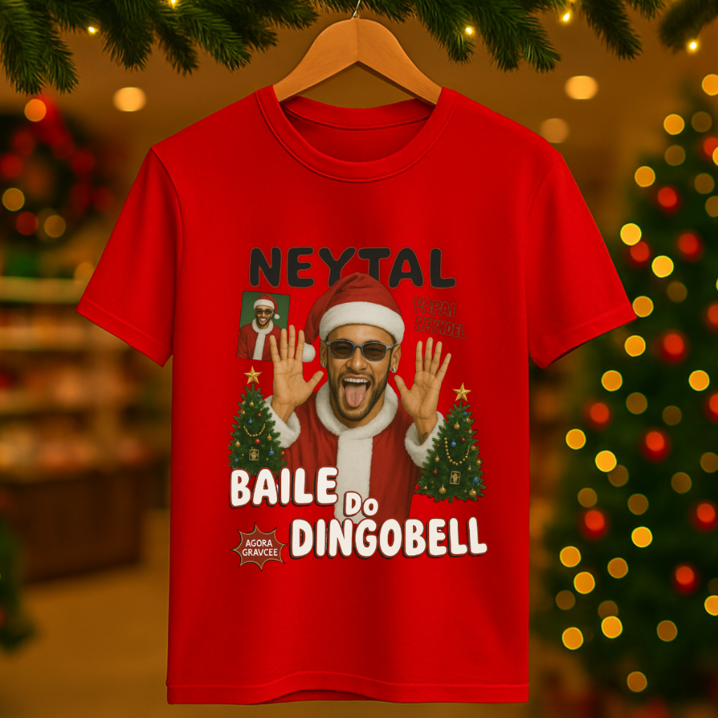 Camiseta Neymar Natal Camisa Feliz Neytal Masculina e Feminina Blusa Papai Noel Menino Ney Junior