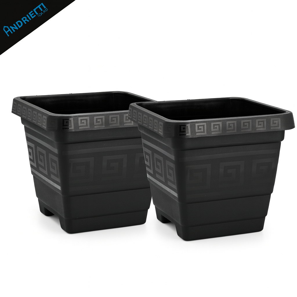 Kit 2 Vasos Quadrados Gigante 29L Preto para Plantas Jardim Horta Grande Resistente Decorativo