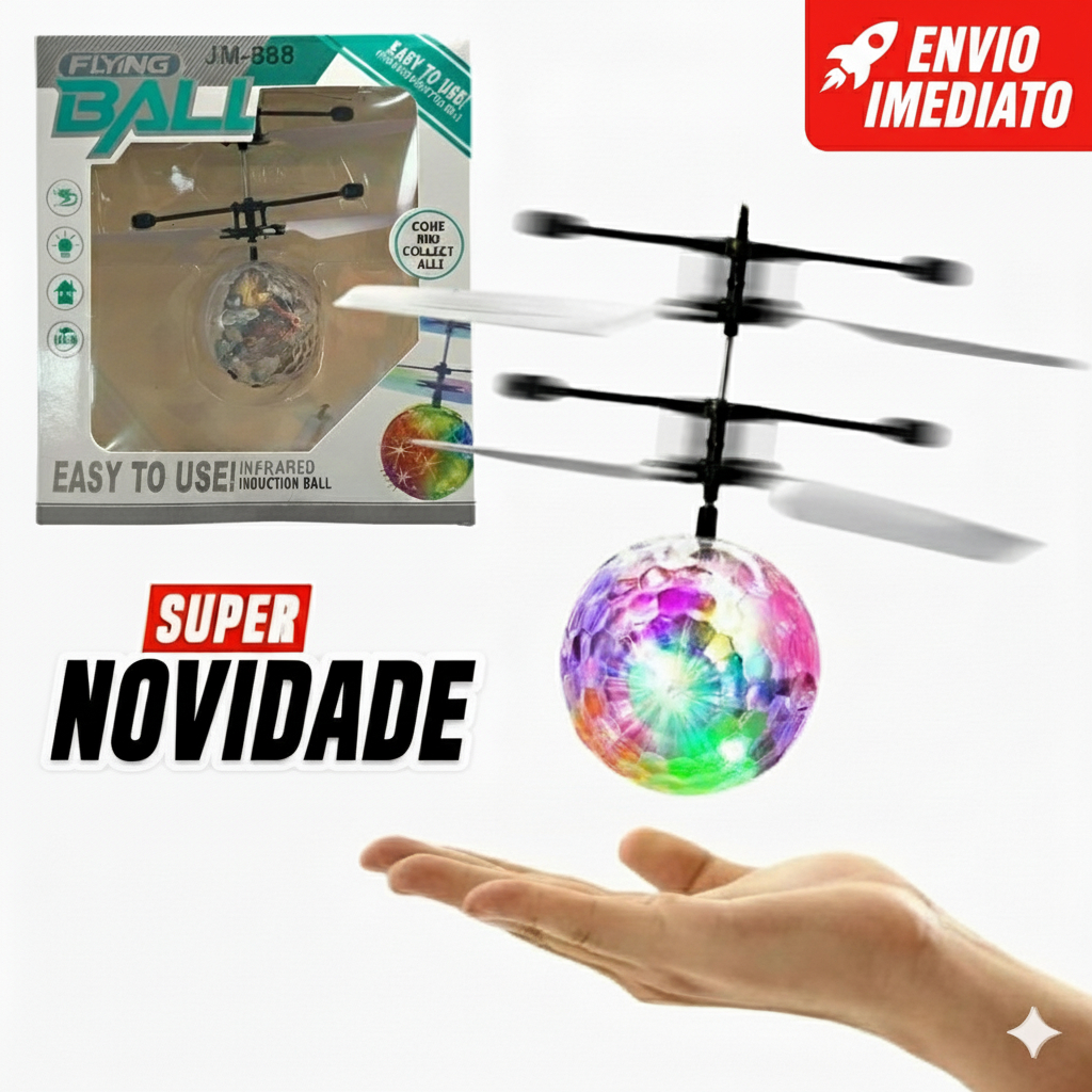 Robô Bola Voadora Drone com LED Brinquedo Luminoso e Flutuante Com sensor - Envio Imediato