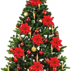 Kit Flor de Natal para Árvore – Decoração Festiva (5, 10, 15, 20, 25 ou 30 unidades)