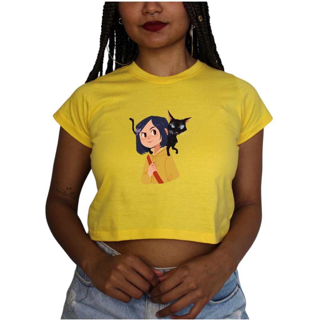Blusa Cropped Coraline Docinho Brasil Fisioterapia Academia Feminino Tamanho P