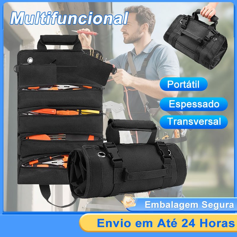 Bolsa de Ferramentas Rolo Nylon Impermeável 360° Rolável com 6 Divisões para Mecânicos Eletricistas Marcenaria em Oferta na Shopee