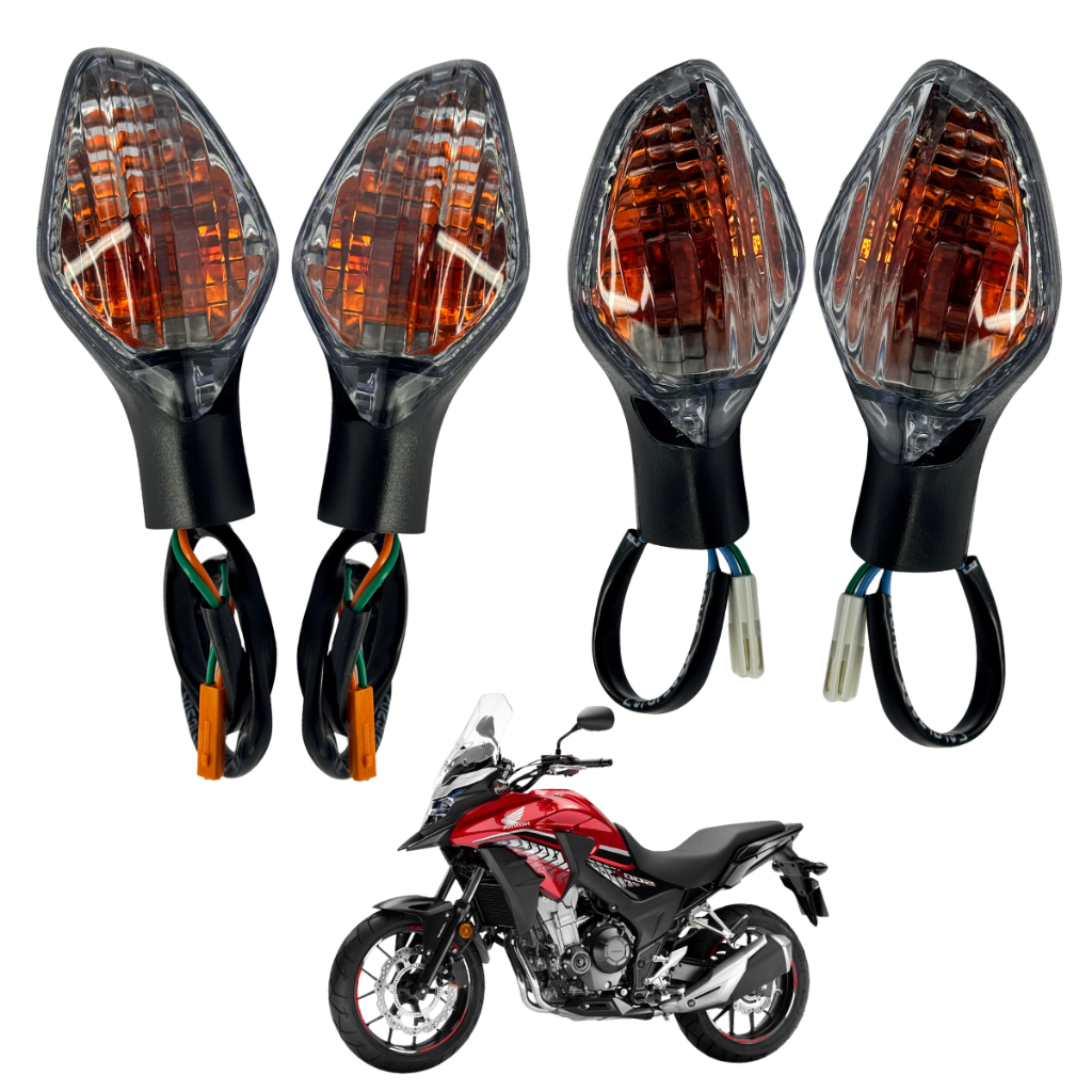 Kit 4 Piscas Seta Completo Dianteiro e Traseiro CB 500X 2014 Até 2021 Encaixe Original Plug And Play
