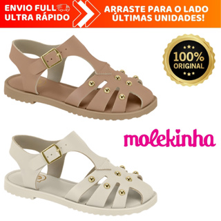 Sandália Infantil Molekinha Rasteira Com Pedrarias Dourada Confortável Original em Oferta na Shopee
