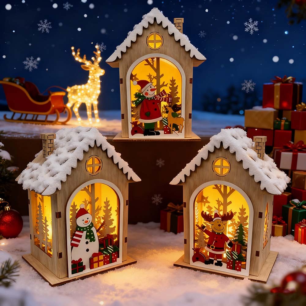 Luminária Fofa de Natal com Luz Amarela | Decorar Árvore/Mesa de Centro