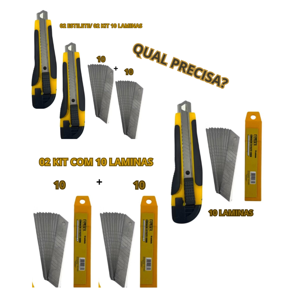 Estilete Emborrachado 18mm -KIT COM 10 LAMINAS-18MM