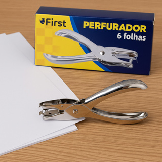 Perfurador Papel Metal Capacidade Seis Folhas Trabalho Escritório Escola em Oferta na Shopee