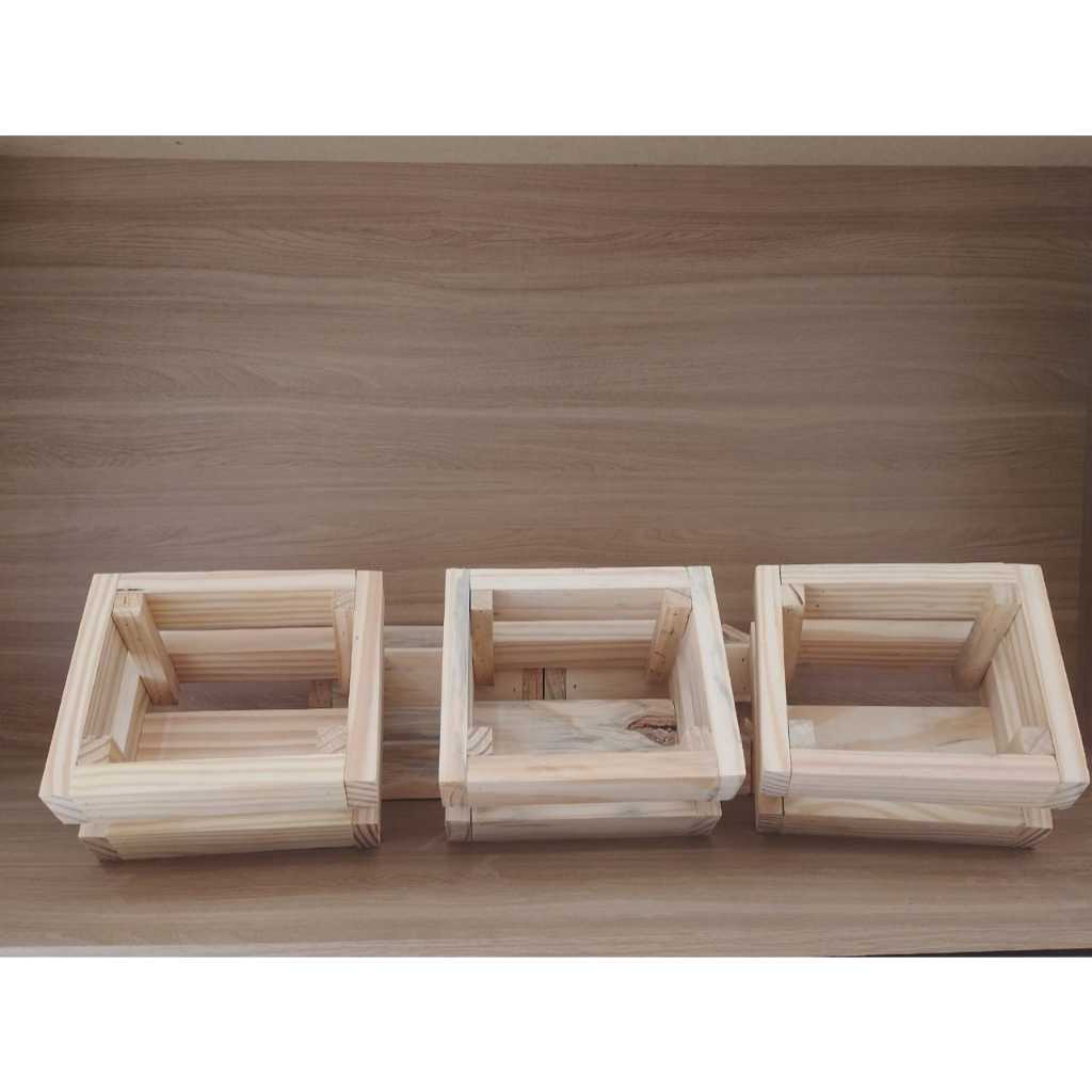 kit Com 4 Cachepôs Madeira Removível para Floreira Jardim Vertical
