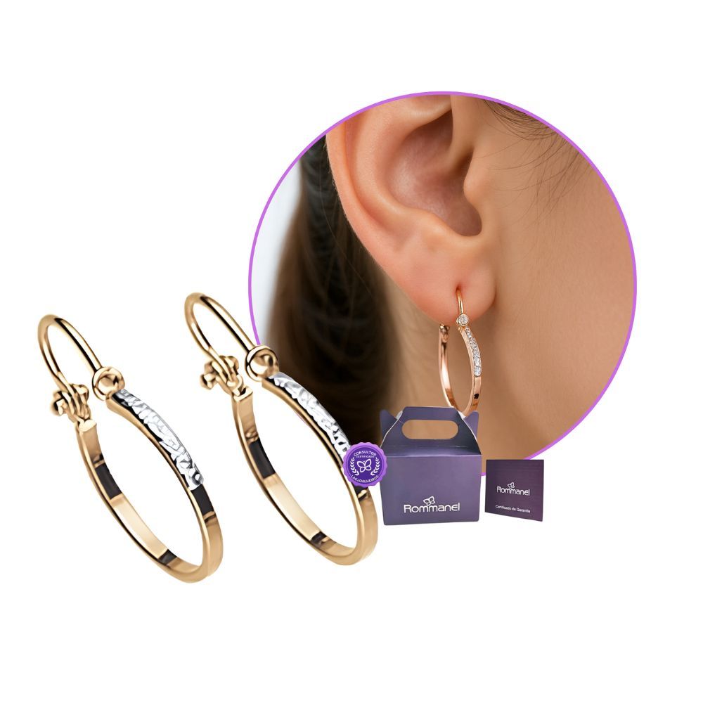 Brincos Rommanel Folheado a Ouro 18k em Oferta na Shopee