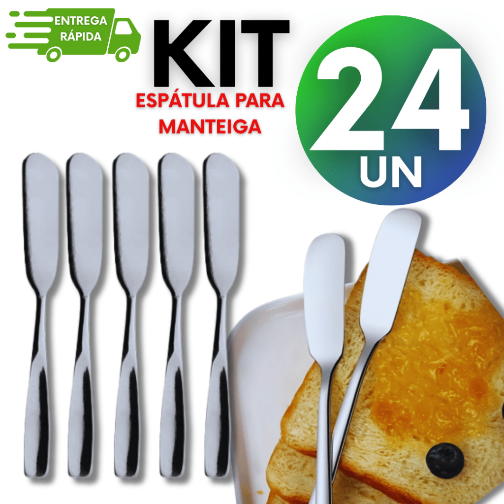 Kit 24 Espátulas Premium em Aço Inox – Ideal para Manteiga, Patês e Cremes