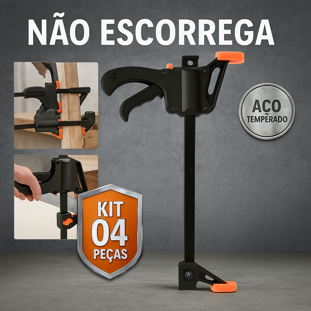 Grampo Sargento Aperto Rápido Universal 19.5cm Abertura Máxima 10cm kit 4 peças