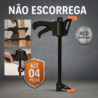 Grampo Sargento Aperto Rápido Universal 19.5cm Abertura Máxima 10cm kit 4 peças