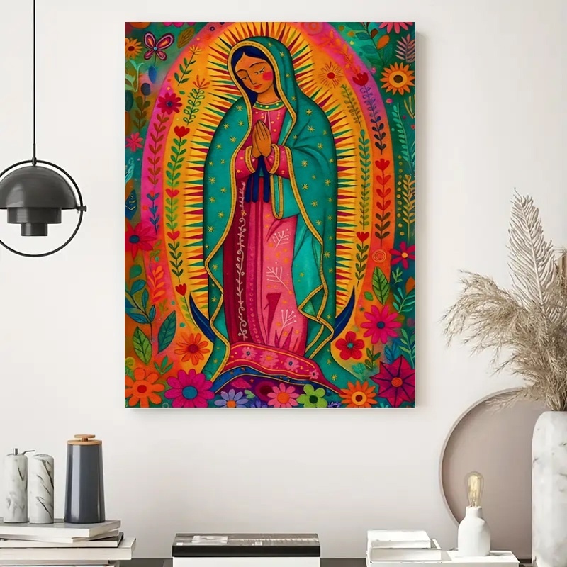 Quadro Decorativo Ilustração Colorida Santa Maria Aparecida Em Oração Decoração Religiosa em Oferta na Shopee