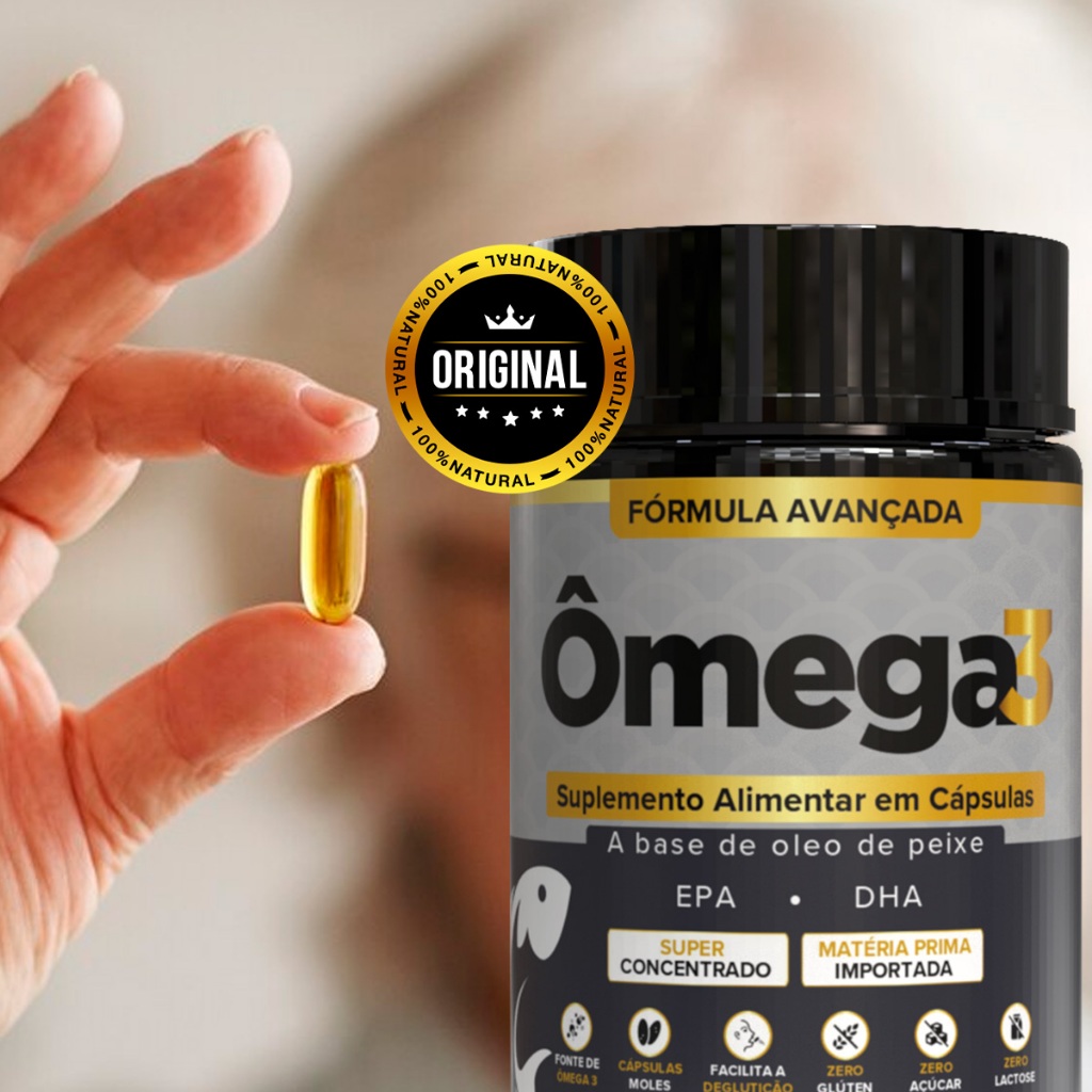 Ômega 3 DHA EPA 500mg com Vitamina E Óleo de Peixe 30 Cápsulas - Suplemento Original