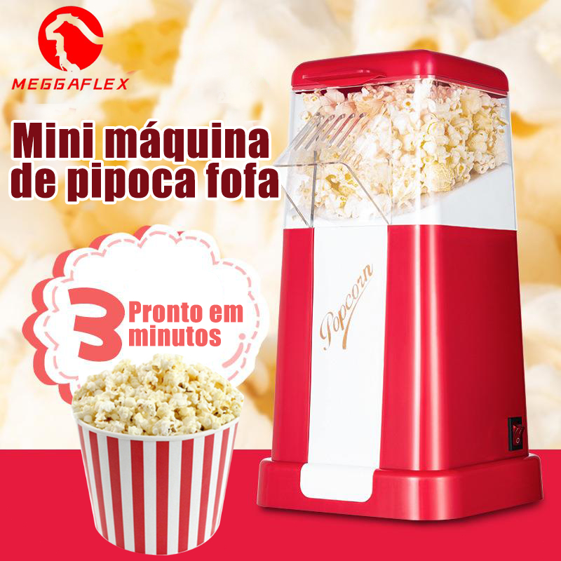 Pipoqueira Ar Quente 1200W Pipoca Crocante Instantânea Vermelha e Branca Uso Doméstico MEGGAFLEX