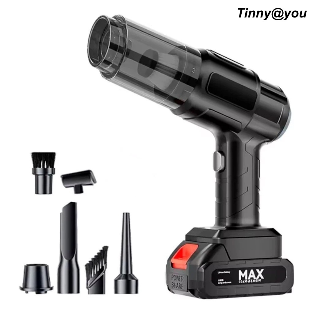 Aspirador de Pó e Soprador Portátil Sem Fio 48V com Bateria Recarregável e 6 Bocais TINNY YOU