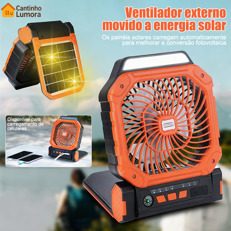 Ventilador Portátil Albatroz X99 C/ Led E Placa Solar,Apropriado para exterior