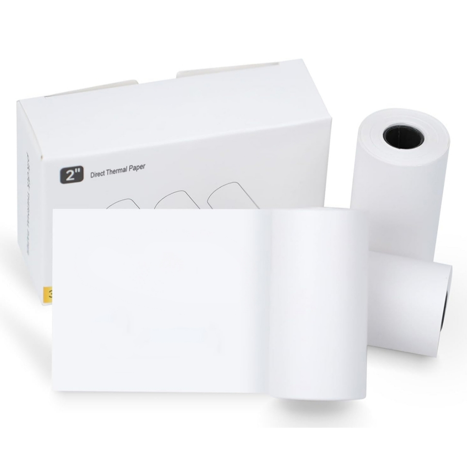Papel de registro contínuo autoadesivo branco de 56 mm × 4 m, 3 rolos por caixa Kit 3 Bobina Rolo Etiqueta Térmica Adesi em Oferta na Shopee