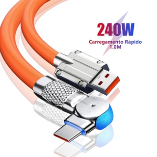 Cabo de dados de carregamento rápido V8 Micro USB iP Tipo-C Cabo de dados 240W Rotação 180° 1M em Oferta na Shopee