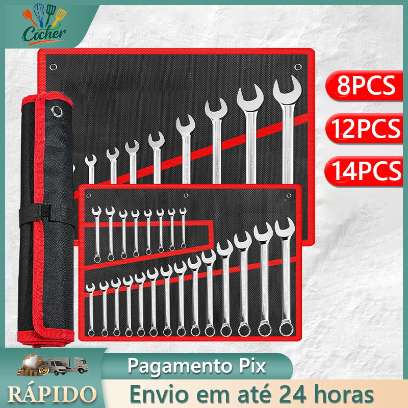 Jogo Chave Combinada Boca Estrela 14 Peças Profissional combinação de aço carbono Chave fixa em Oferta na Shopee