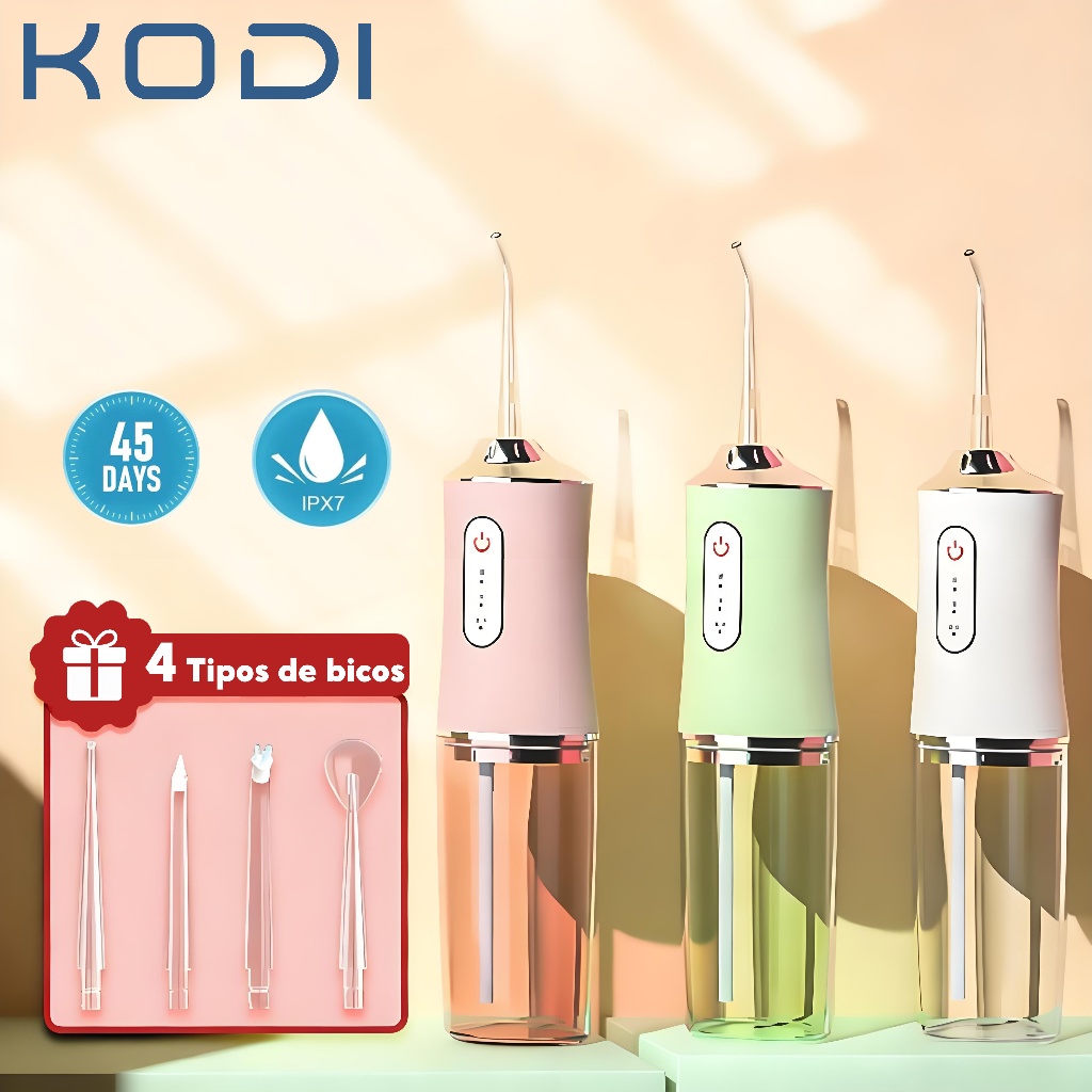 Irrigador Dental Portátil 220ml – Jato Forte 3 Modos, USB, Limpeza Profunda Profissional F7