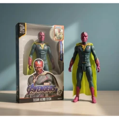 Boneco Visão Vingadores Avengers Grande 30 Cm Articulado Com Luz E Som De Batalhas De Lutas Heroes